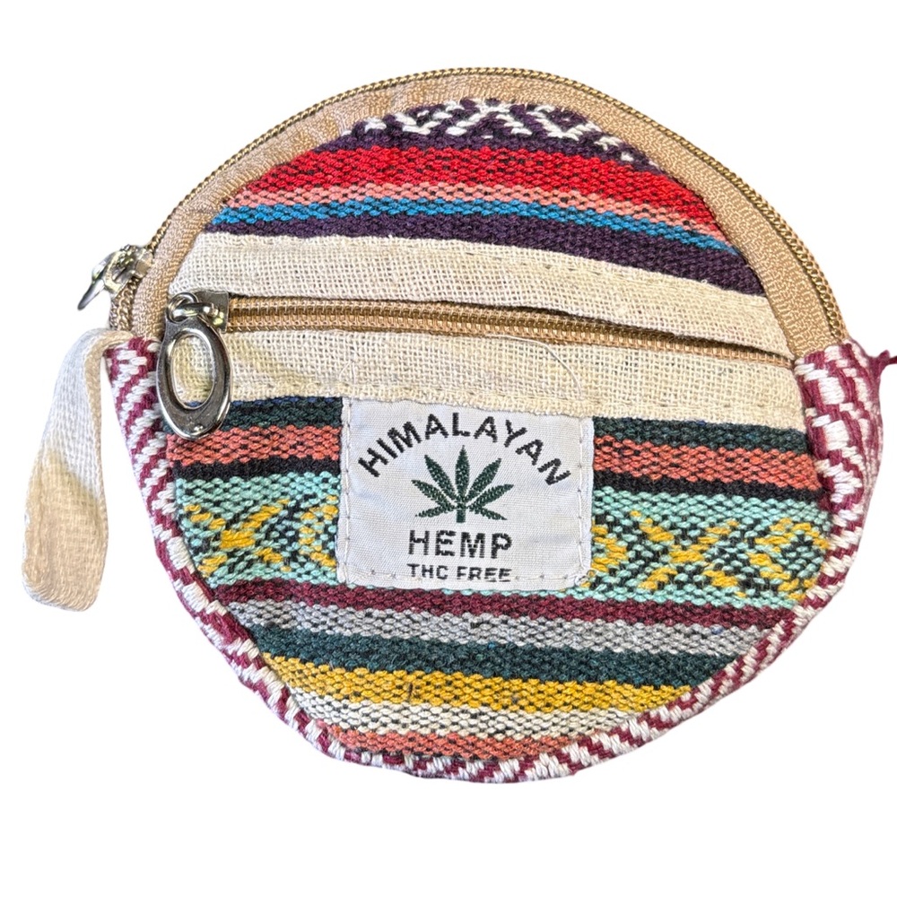 Himalayan Hemp Round Zip Coin Pouch